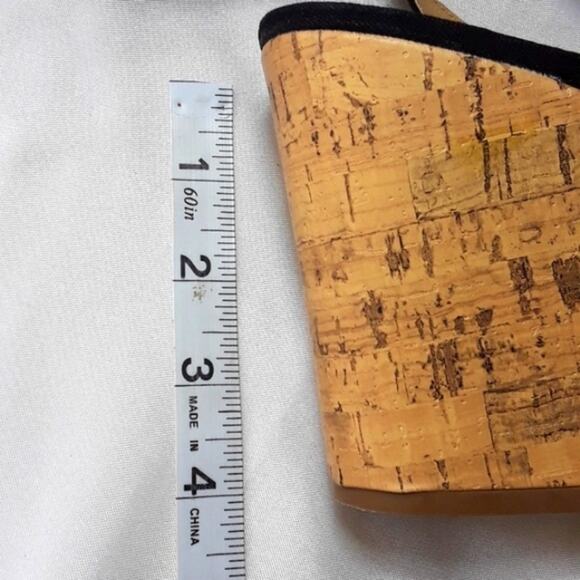 American Eagle Womens Sz 9 BOHO Festival Black Lace Platform 4" Wedge Heels - Picture 7 of 12